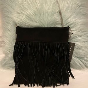 Brand new Paradox leather bag with fringe and silver chain